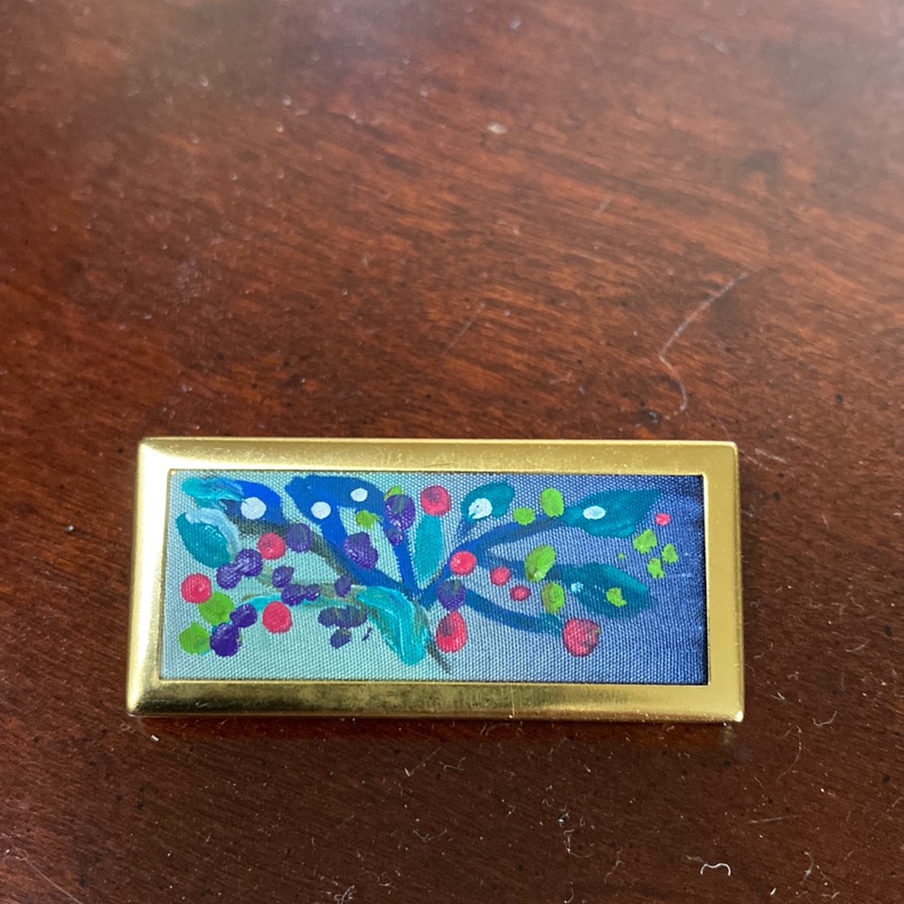 Painted silk broche